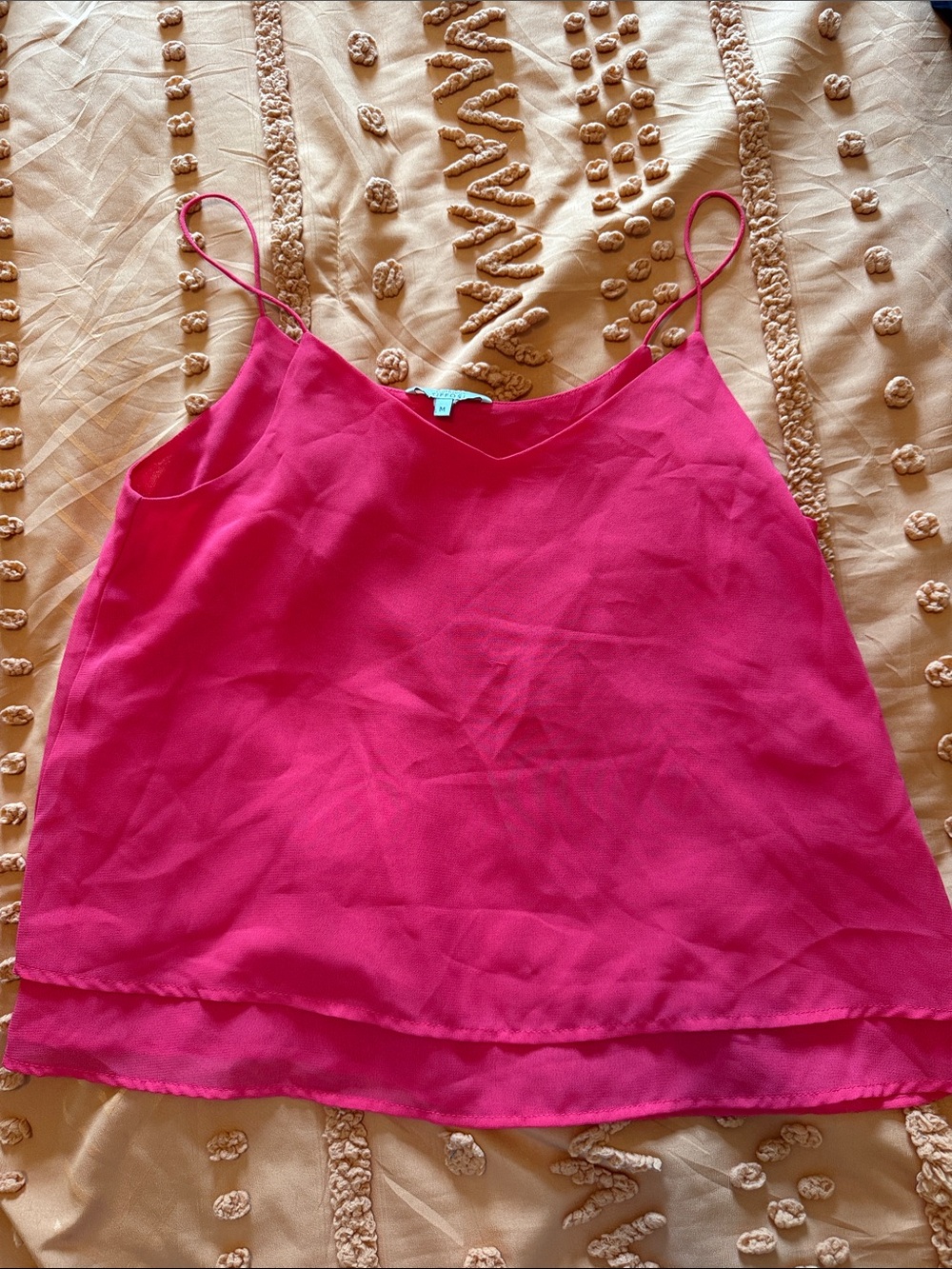 Women's Double-Layer V-Neck Camisole in Hot Pink
